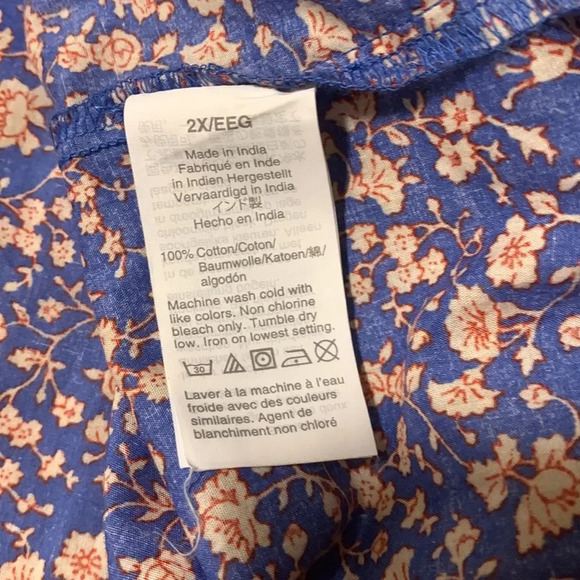 MADEWELL NWOT V-Neck Puff Sleeve Top in Summer Vines Hermitage Blue - Picture 7 of 10